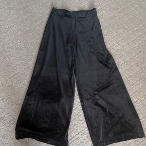 Black velvety wide leg pants